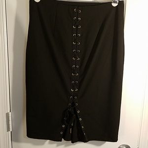 Body by Victoria black pencil skirt w/laces sz 6